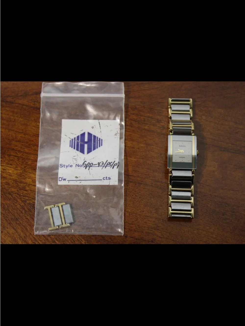 Rado dark grey  and Gold Square Ceramic Bracelet Watch